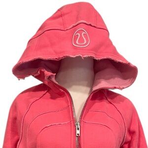 Lululemon Scuba Full Zip Hoodie Coral Pink Distressed Y2K S